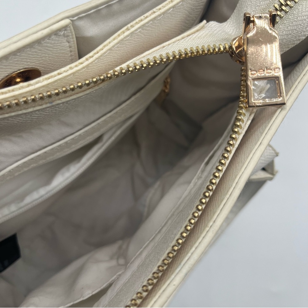 Bebe Women's Faux Leather Purse Handbag Cream Color - Picture 14 of 15